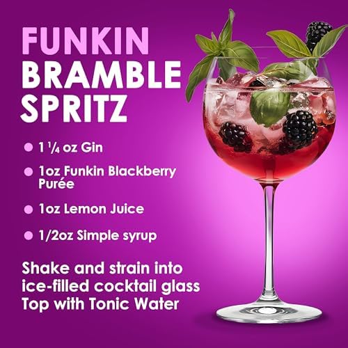 Funkin Fruit Puree | Real Fruit, Simple Ingredient, Natural Mixer for Cocktails, Drinks, Smoothies | Vegan, Non-GMO, Gluten-Free (2.2 lbs) (Blackberry)