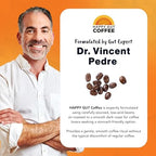 Happy Gut Coffee - Doctor-Formulated, Organic Medium-to-Dark Roast Coffee with Gut-Friendly Benefits - Gentle on Stomach - Rich Flavor, Gluten-Free, No Bitterness - 12oz - SMOOTH - Ground