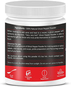 Ghost Pepper Powder (Bhut Jolokia Chili) - 16 oz/454 gm, 100% Pure, Smoked, Hottest & Spicy Chili Powder, Add Unique, Delicious, Complex and Smoky Flavor to Your Favourite Dishes