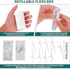 WLLHYF Portable Dental Floss Case Automatic Dental Floss Pick Organizer Case Travel Flosser Dispenser Storage Case Refillable Holder Boxes with 10 Floss Picks for Teeth Cleaning (White)