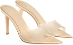 Women'S Clear Pointed Open Toe Stiletto Heel Slide Sandals Fashion Sexy Slip On Transparent Strap High Heels Mules Summer Backless Party Wedding Prom Dress Shoes