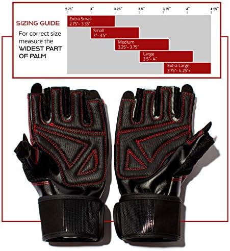 Dark Iron Fitness Genuine Leather Gym Gloves for Men Women, Wrist Wrap Support Workout Gloves for Weight Lifting Crossfit Deadlift Barbell Exercise Palm Padding Callus Protection Grips