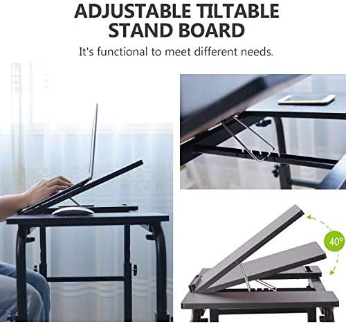 KOMOREBI Overbed Table with Wheels Laptop Desk Cart Table Over The Bed Table Adjustable Height and Length for Hospital and Home use
