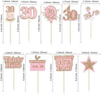 Gyufise 36Pcs Happy 30th Birthday Cupcake Toppers Glitter Rose Gold Thirty Hello 30 Straight Outta 1996 Cupcake Picks Cheers to 30 Years 30 Fabulous Cake Decorations for 30th Birthday Party Supplies