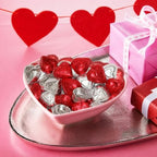 Milk Chocolate Valentine Hearts Candy - Red & Silver Foil Wrapped Creamy Chocolate Hearts, 1 Pound Bulk Chocolate s for Valentine’s Day Parties, Decorations, Gift Bags & Treats