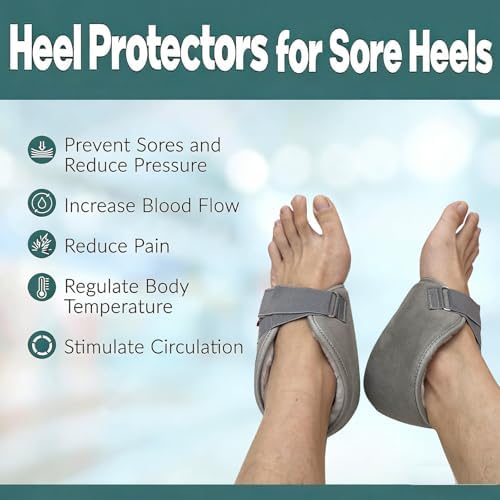 Vogana 1 Piece Fuzzy Heel Protectors for Pressure Sores Ulcers Elderly Bedridden Cushion Adjustable Pillow for Surgery Recovery Grey