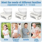 Toilet Stool Squat Adult, Height Adjustable Poop Stool for Bathroom with Storage Box, Portable Non-Slip Potty Step Stool for Adults, Improve Squatting Posture - Bowel Health & Relieves Constipation