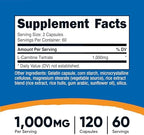 Nutricost L-Carnitine Tartrate 1000mg, 120 Capsules - 500mg Per Capsule (60 Servings)