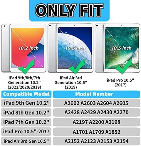 Kids Case for iPad 10.2 & 10.5, iPad 9th/8th/7th Generation 10.2" 2021 2020 2019 Case with Screen Protector, iPad Air 3rd Gen/Pro 10.5 inch Protective Cover with Handle Stand, Blue