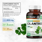 BIO KRAUTER® Cilantro for Detox Cleanse - Vegan Cilantro Capsules (Coriander Leaf Powder) 800 mg per Serving - Natural Detox & Antioxidant Supplement - 100 Capsules, Non-GMO Herbal Supplements