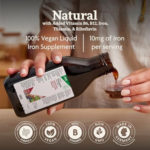 Floradix Floravital Liquid Iron & Vitamin Formula - Liquid Iron Supplement with C & B Vitamins & Herbs for Energy Support - Vegan, Gluten-Free, Yeast-Free & Non-GMO-16.9 Fl Oz