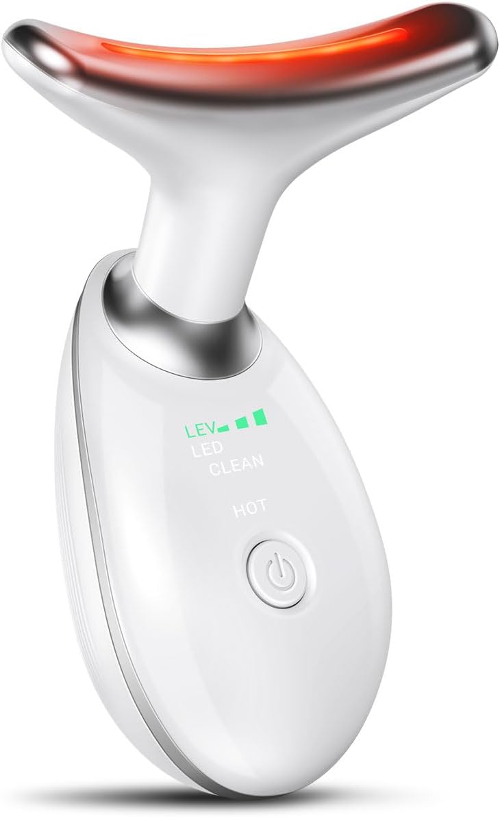 Neck Face Massager, Face Sculpting Tool, 3 Modes and Vibration for Facial Massager for Double - Chin Wrinkle,Daily Home Use, White