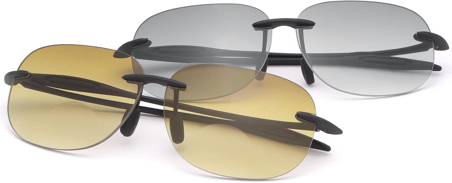YIMI 2 Pairs Rimless Bifocal Reading Glasses UV Protection Sunglasses Classic Sun Readers for Men Women Retro Shade Eyewear