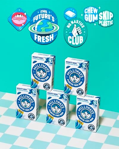 Milliways Variety Pack – Mighty Mint, Bubblemint, Peppermint & Watermelon | Plastic Free Gum | Xylitol, Aspartame-Free, Sugar-Free, Plant-Based, Natural Chewing Gum | 4 x 4 Packs (16 Packs