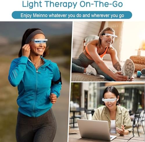 Light Therapy Glasses, Blue-White UV-Free Light Therapy, Portable Daylight, Wearable Sunlight, Boost Energy, Relief for Sleep Problems, Jet Lag, Equivalent to 10000 Lux