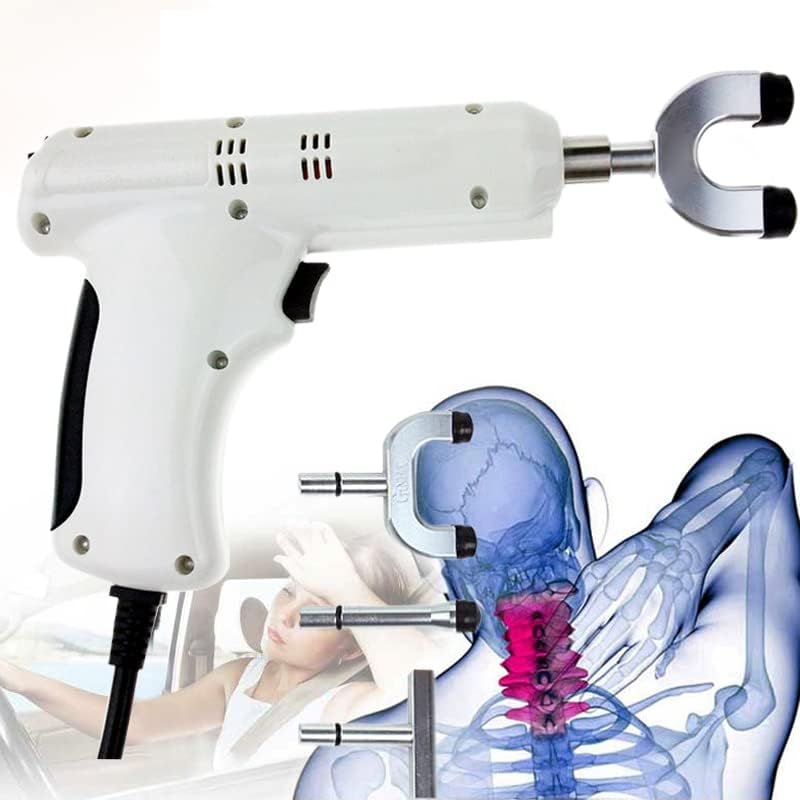 Electric Spinal Chiropractor Massager Spine Chiropractic 4 Heads Chiropractic Adjusting Instrument Tool Electric Correction Gun for Adjust Vertebration Muscle Relaxation