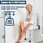 Wall Mounted Folding Shower Seat, Height Adjustable Bathroom Safety Stool, 400 LBS Heavy Duty Support, Foldable Shower Bench for Elderly, Disabled, Adults & Pregnant Women