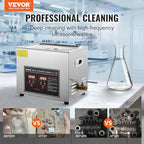 VEVOR Ultrasonic Cleaning with Digital Timer & Heater, Professional Ultra Sonic Jewelry Cleaner, Stainless Steel Heated Cleaning Machine for Glasses Watch Rings Small Parts Circuit Board (10L)