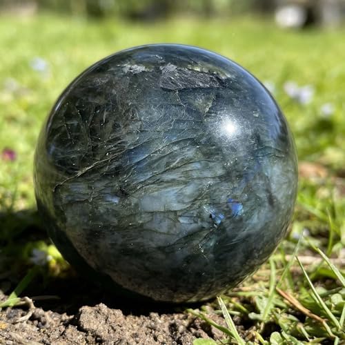 AierCrystal Natural Stone Crystal Sphere Feng Shui Home Decoration Ball Positive Energy Scrying Orb for Meditation Tool for Spiritual Space Purification Globe Diameter 4-5cm Labradorite Sphere
