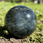 AierCrystal Natural Stone Crystal Sphere Feng Shui Home Decoration Ball Positive Energy Scrying Orb for Meditation Tool for Spiritual Space Purification Globe Diameter 4-5cm Labradorite Sphere