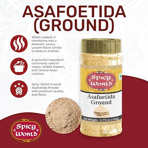 Asafoetida (Hing / Heeng) Ground Powder, 3.75 oz (106g) - All Natural & Non GMO - by Spicy World