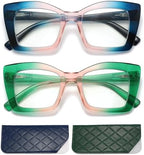 Oversized Reading Glasses for Women, Blue Light Blocking Cat Eye Computer Readers