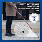 Gadgetime USA Cane Tips (Pack of 2) - 3/4" Heavy Duty Rubber Cane Tips Replacement - Durable and Non-Slip Walking Stick Tips for Canes, Crutches, and Walkers - Black