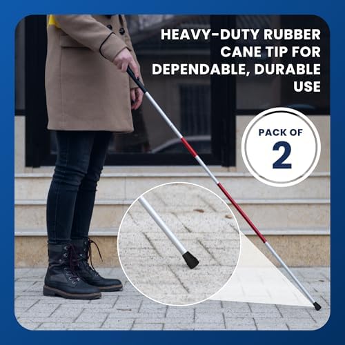 Gadgetime USA Cane Tips (Pack of 2) - 3/4" Heavy Duty Rubber Cane Tips Replacement - Durable and Non-Slip Walking Stick Tips for Canes, Crutches, and Walkers - Black