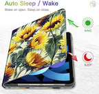 Fintie Case for iPad Air 11-inch M4/M3/M2 (2026/2025/2024), iPad Air 5th/4th Generation (2022/2020) 10.9 Inch, Multi-Angle Viewing Protective Cover with Pencil Holder & Pocket, Sunflowers