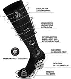 4 Pairs of Non-Skid Over-The-Calf Diabetic Cotton Socks with Non Binding Top (Black, Fits US Men's Shoe size 9-12)