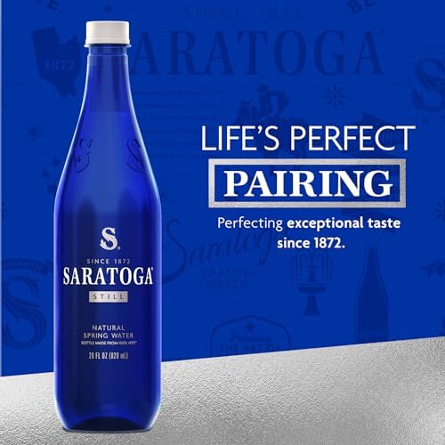 Saratoga Spring Water Bottles, 12 Pack – Still Bottled Water – Recycled PET Plastic Bottles – 28 Fl Oz