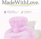 Hot Water Bottle - with Soft Premium Fleece Cover - Candy Pink, 2L - Heating Pad for Menstrual Cramps and Period Comfort - Bed Foot Warmer - Hot & Cold Compress for Back, Stomach, Neck Pain Relief