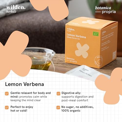 Bristot x Wilden Herbals Organic Lemon Verbena Herbal Tea Bags – Italian Herbal Infusion with Fresh Citrus Aroma – Box of 10 Tea Filters (1.5 g Each)