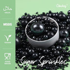 Cobakey Black Sprinkles for Cake Decorations Edible Pearl Sprinkles for Cupcake Toppers Wedding Party Valentines Halloween Christmas Supplies 3.52 ounce