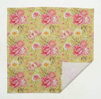 S4Sassy Yellow Leaves & Peony Floral Cotton Napkin Printed Everyday Basic Washable Table Linen 18 x 18(Pack of 6)