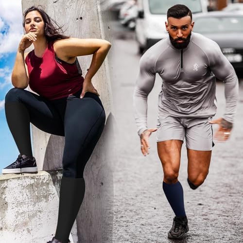 3 Pack Plus Size Compression Socks for Women & Men, Extra Wide Calf Knee High Stockings for Circulation Support