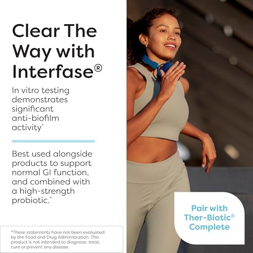 Klaire Labs SFI Health Interfase Plus - Enzyme Combination to Disrupt Biofilm Matrix + EDTA - Gastrointestinal System, Gut Flora, Biofilm & Detox Support (60 Capsules)