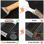 SIMPLETASTE Grill Brush and Scraper for BBQ, Durable & Effective, Replaceable Stainless Steel Head, Wooden Handle Wire Grill Brush for Outdoor Grill, Barbecue Accessories