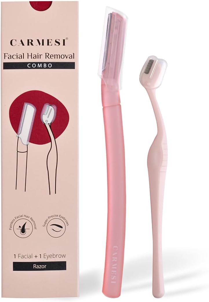 Carmesi Facial Hair Removal Combo with Face Razor + Eyebrow Razor | Painless & Precision Face Hair Removal | for Eyebrows, Upper Lip, Peach Fuzz & Forehead