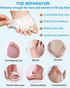 4 Pairs Metatarsal Gel Pads Toe Spacers Separators to Correct Bunions, Forefoot Pads, Hammertoe Corrector Big Toe Straighteners for Women Men Foot Pain Relief
