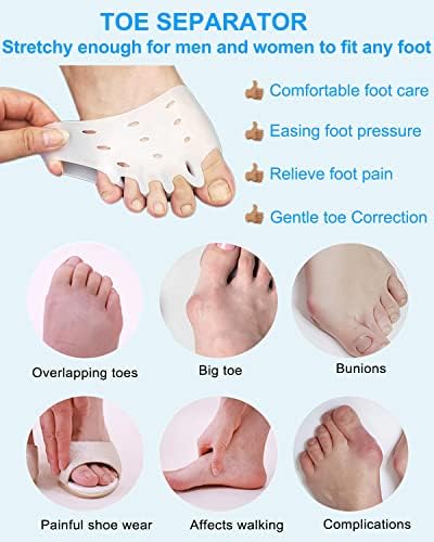 Golbylicc 4 Pairs Metatarsal Gel Pads Toe Spacers Separators to Correct Bunions, Forefoot Pads, Hammertoe Corrector Big Toe Straighteners for Women Men Foot Pain Relief