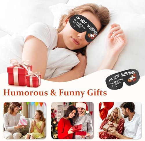 Funny 3D Zero Pressure Sleep Eye Mask for Men Women Side Sleeper, Adjustable Blackout Soft Breathable Eye Masks for Travel Nap Night Sleep, Humorous Gift Stocking Stuffers (Resting My Eyes)