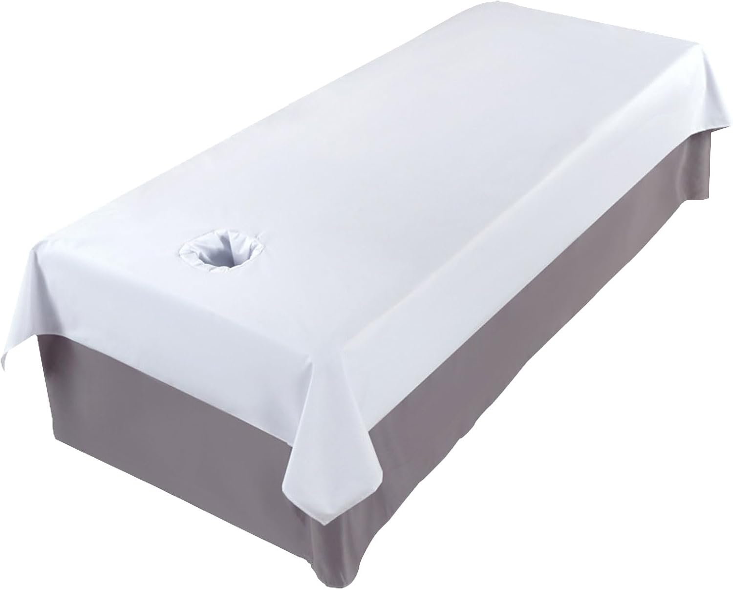 Premium Reusable Massage Table Sheets Bed Cover 47 x 90 Inches with Face Hole, Fitted Table for Master Massage, Waterproof and Oilproof, Stain and Wrinkle-Resistant, Machine Washable（White）