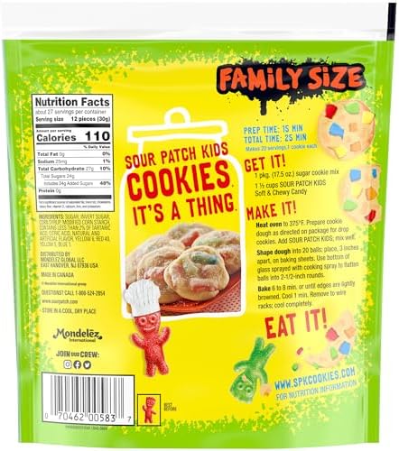 Chewy & Soft Sour Patch Kids, Assorted Fruits, Family Size, 1.8 lb