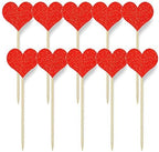 Confetti 40Pcs Heart Cupcake Toppers Sweet Love Theme Hearts Food Picks For Valentine Wedding Engagement Bridal Shower Birthday Party Cake Decorations - Red