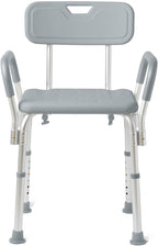 Caring Bath Chair for Seniors, Shower Seat with Removable Backrest, Suction Feet, Non-Slip Adjustable Height Shower Bench for Elderly, Disabled, 400 lb Weight Capacity, Bathroom Stool for Tub & Shower