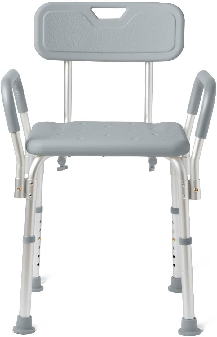 Caring Bath Chair for Seniors, Shower Seat with Removable Backrest, Suction Feet, Non-Slip Adjustable Height Shower Bench for Elderly, Disabled, 400 lb Weight Capacity, Bathroom Stool for Tub & Shower