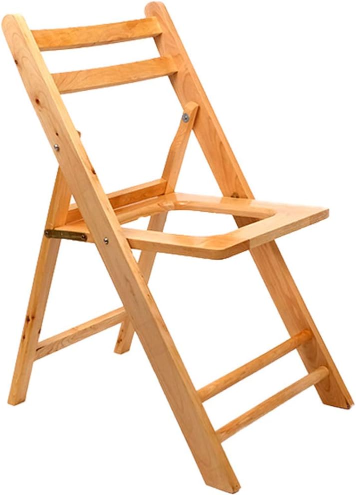 Mobile Commode Toilet Chair Folding Shower Bench Potty Chair for Pregnant Elderly Disabled with Solid Wood Frame Bathroom Support