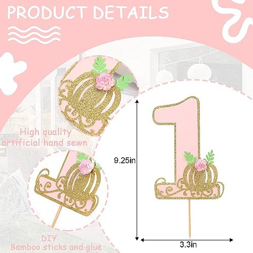 Little Pumpkin One Cake Topper - Girl First Birthday Cake Topper, Pumpkin 1st Birthday Party Decorations, Fall Party Decorations (Pumpkin One Cake Topper Pink)