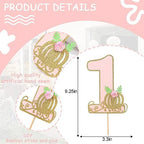 Little Pumpkin One Cake Topper - Girl First Birthday Cake Topper, Pumpkin 1st Birthday Party Decorations, Fall Party Decorations (Pumpkin One Cake Topper Pink)